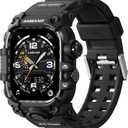 amBand Rugged Case with Band for Apple Watch 46mm, Compatible with Apple Watch (iWatch) Series 10 11, Military Grade Shockproof Bumper Cover, Tactical Band for Men, Matte Black