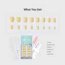BTArtbox Press On Nails Short - Pastel Yellow Square Press On Nails with Glue for Women, Opaque Soft Gel Glue On Nails in 16 Sizes - 32 Stick On Nails Kit, Lemon Sprint