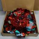 Aoriher 5 ft Pre-lit Pop up Red Christmas Tinsel Tree Decor Reusable Collapsible Artificial Sequins Slim Pencil Tree with Colorful String Lights for Holiday Party Home Indoor Outdoor