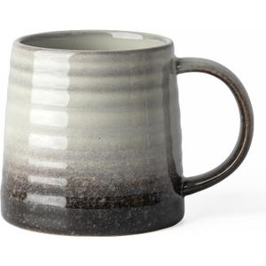 Ceramic Coffee Mugs, 16oz, Large Capacity, Wide Bottom, Transmutation Glaze Craft, Handmade Pottery Mug, Tea Cups with Handle for Office/Home, Dishwasher and Microwave Safe (Grey Black)