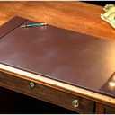 DACASSO Bonded Leather Desk Pad with Side Rails - Luxury Leather Desk Blotter for Writing (30 x 18, Brown)