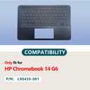 Replacement for HP Chromebook 14 G6 Laptop Upper Case Palmrest with Keyboard Assembly Part L90459-001
