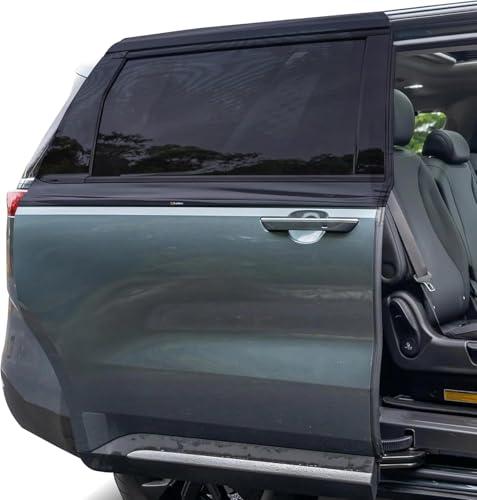 EcoNour Car Window Sun Shades for MPV & Minivan Sliding Door Rear Windows | Elastic Mesh Sunshade for Baby & Passenger Comfort | Car Window Accessories | 2 Pack Side Window Shades