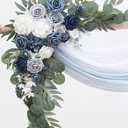 Floroom Arch Flowers with Drapes Kit (Pack of 4) - 2pcs Artificial Dusty Blue & Navy Blue Floral Swag Arrangement with 2pcs Draping Fabric for Wedding Ceremony Arbor and Reception Backdrop Decoration