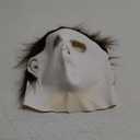 Halloween Scary Mask Costume, Horror Mask for Adults, Slasher killer Costume Prop (White)