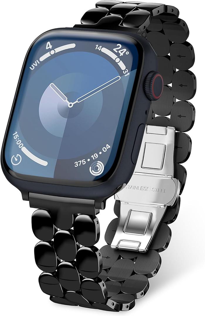 Compatible with Apple Watch Band 41mm 40mm 38mm 45mm 44mm 42mm Women,Cute Stainless Steel Metal iWatch Band for iWatch Series 9/SE/SE2/8/7/6/5/4/3/2/1,Pretty Shiny Look