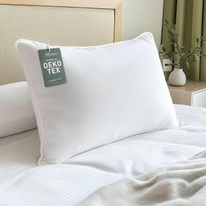 Hypoallergenic Bamboo Viscose Shell, Soft King Size Bed Pillow with Down Alternative Filling, Oeko-Tex Certified, Luxury Hotel Quality for Back, Stomach and Side Sleepers
