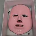 VogueNow LED Face Mask Light Therapy Premium Spa Kit (4 Pcs) - With Ultrasonic Scrubber, Ultrasonic Brush & Green Tea Serum - 7 Colors (Blue & Red) Light Therapy Mask (Light Pink)