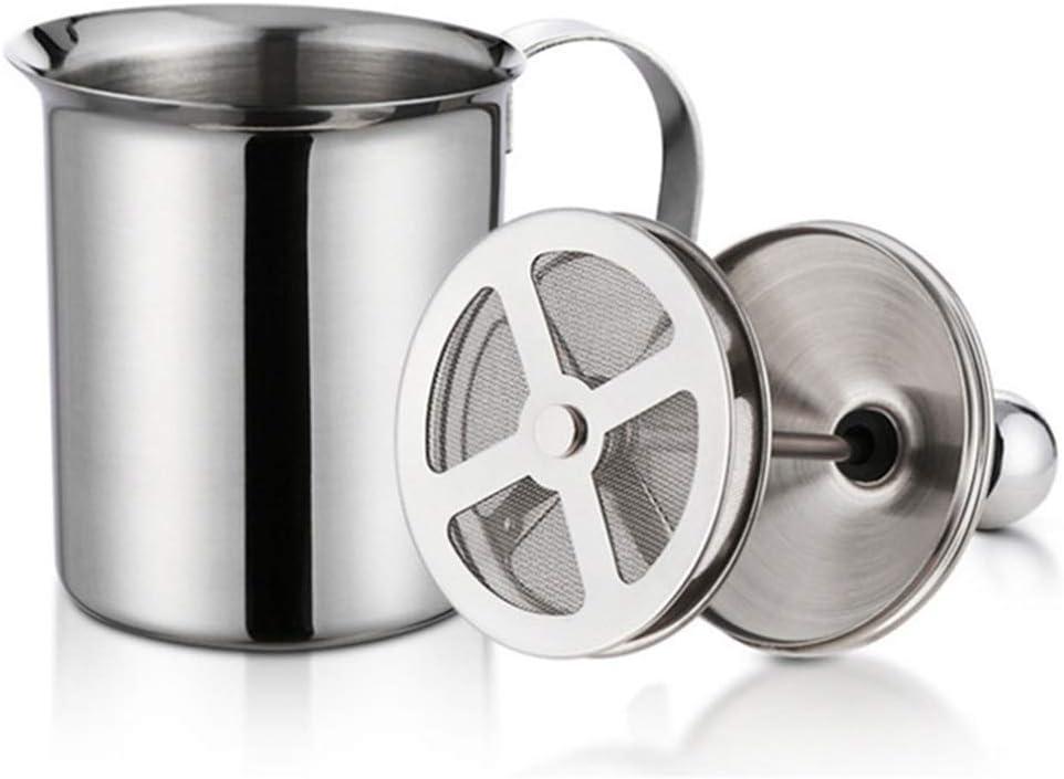 304 Stainless Steel Double-layer Manual Foamer for Milk Coffee, etc. (14 oz)