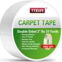 YYXLIFE Rug Tape Double Sided Carpet Tape Heavy Duty, 2 Inch x 30 Yards, Carpet Adhesive Removable Multi-Purpose Tape Cloth for Area Rugs, Outdoor Rugs, Carpets, Tape Carpet Adhesive, White