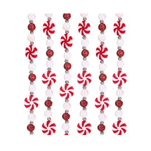 16 Feet Christmas Candy Cane Garland Decor for Christmas Tree Red White Xmas Peppermint Ornaments Xmas Bead Ball Lollipop Wreaths Hanging Ornament for Holiday Party Fireplace Fence Home Decor