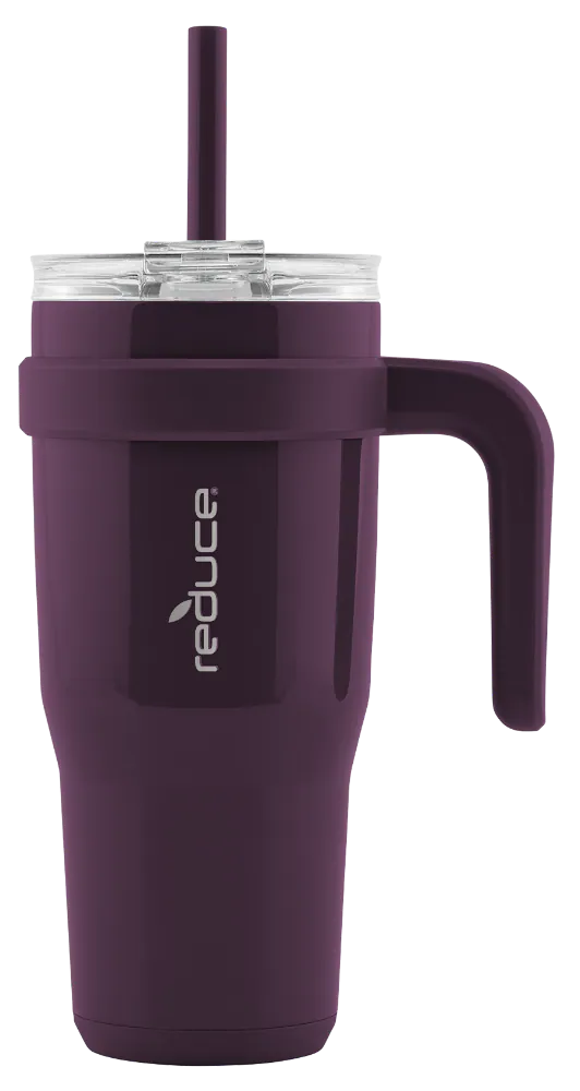 REDUCE 24 oz Tumbler with Handle and Straw - Stainless Steel with Sip-It-Your-Way Lid - Keeps Drinks Cold up to 24 Hours - Sweat Proof, Dishwasher Safe