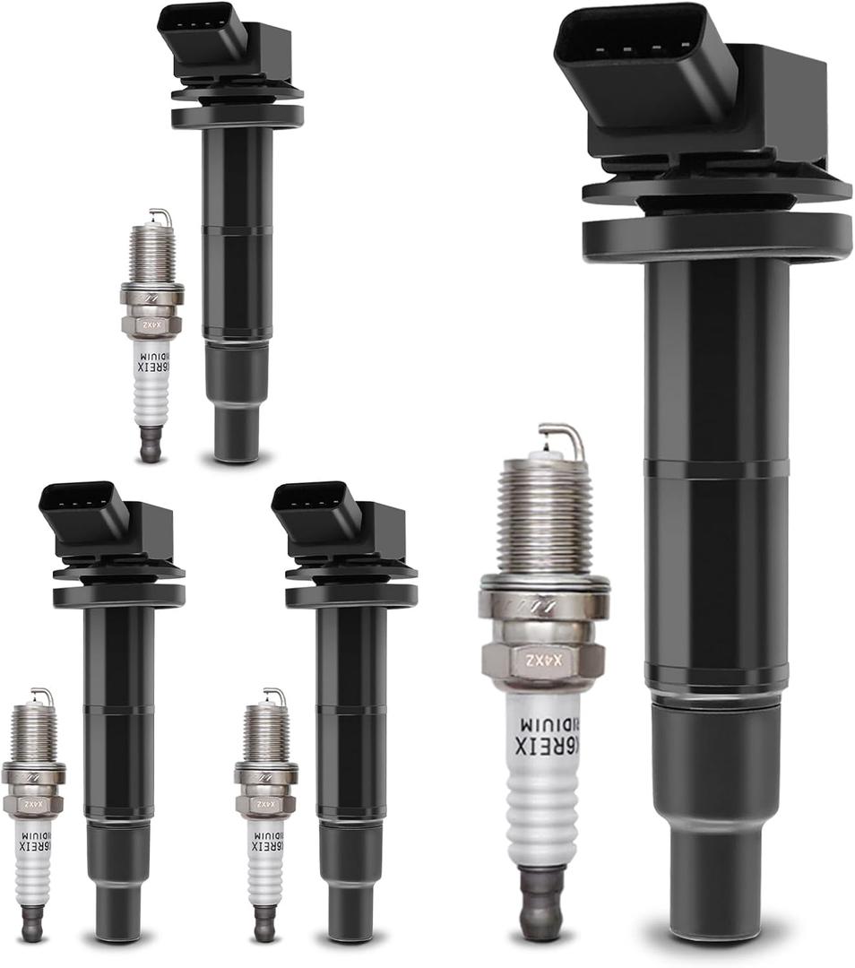 UF333 Ignition Coil Packs & 7092 Double Iridium Spark Plug Compatible with 2001-2012 Toyota Camry Corolla RAV4 Solara Matrix Highlander Lexus HS250h Scion xB TC C1330