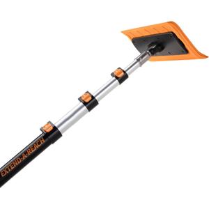 4-12 ft Telescoping Snow Roof Rake // High Reach Solar Panel Snow Removal Tool for Roofs, RVs & Cars // Heavy Duty Snow Rake for House Roof // 13.6" Scratch-Free Soft Foam Blade // Push Pull Design