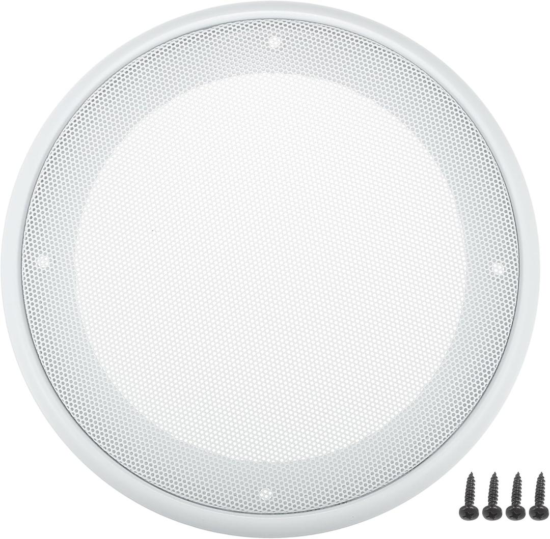 ACROPIX Universal 6.5" Car Speaker Grills Cover Mesh Round 6.5 Inch Audio Speaker Subwoofer Guard Protector Case with Mounting Screws Iron ABS White - Pack of 1