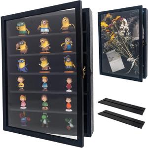 Shadow Box Frame with Removable Shelves, Black 12x16 Deep Memory Box Display Case for Keepsake Collectibles, Coins Military Medals Pins Wedding Flowers