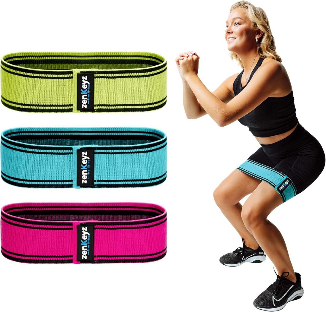 2 x Resistance Fabric Booty Bands- 3 Working Out Hip Stretch Bands for Legs, Butt, Glutes- Exercise Loop Band for Workout, Stretching, Warm-Up, Strength Training, Squats, Build Glute & Muscle, Women & Men