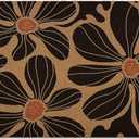 Boho Floral Door Mat, Black Coir Doormat, Flower Welcome Front Door Mat Indoor Outdoor Entrance for Camper, Botanical Rustic Artificial Doormat Rugs for Porch Entry Patio Kitchen 30x17in