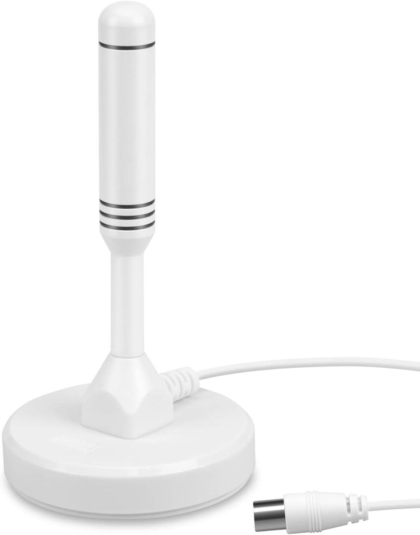 HDTV Antenna - August DTA240 - Portable Indoor/Outdoor Digital TV Antenna with Magnetic Base, 50-Mile Range, and 6.5ft Coaxial Cable for Smart and HDTVs
