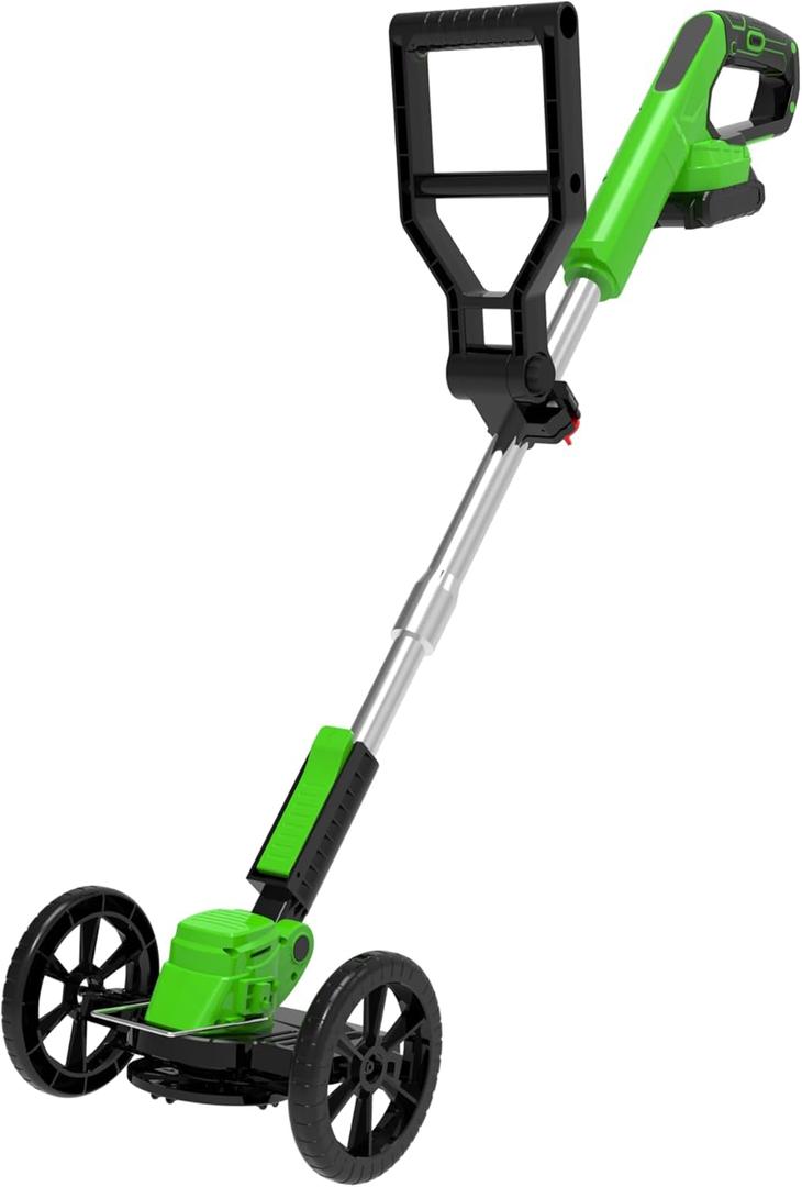 Electric Weed Wacker Cordless Eater Lightweight Edger Battery Powered Grass Trimmer/Lawn Edger/Mower/Brush Cutter, with 5 Types Blades and 2 Types Wheels for Yard and Garden Weeder Tool-Green