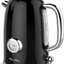 Harriet Electric Kettle, 1.8L Retro Electric Tea Kettle with Thermometer, 1500W Stainless Steel Hot Water Kettle Electric with LED Indicator, Fast Boiling, Cordless, Auto Shut-Off, Black