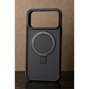 Protective Case for iPhone 17 Pro Max with Magnetic Ring, 360 Rotating Kickstand, Grey, Slim Fit Hard Body (Black)