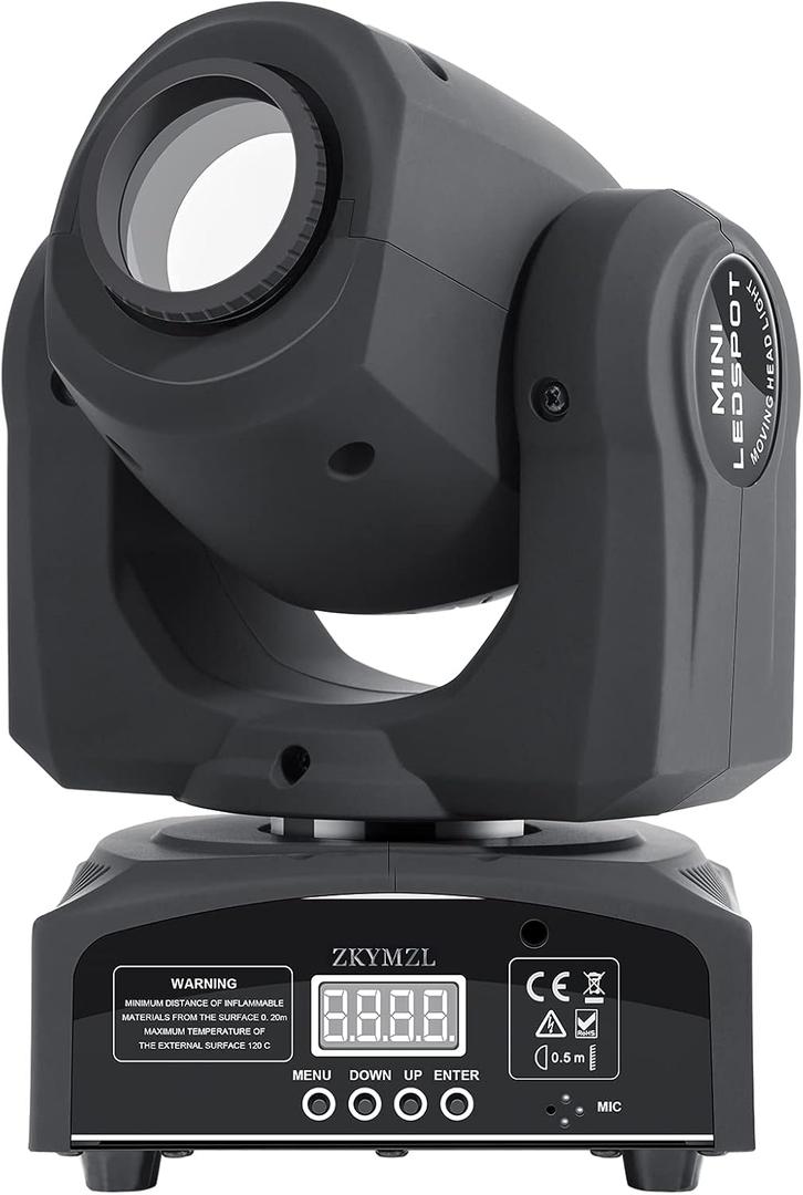 ZKYMZL 60W LED Moving Head DJ Lights - Professional Stage Lighting with 8 GOBOs & 8 Vivid Colors, Sound Activated, DMX512 Control - Perfect dj Lights for Parties, Weddings & More Events... (Gray - 1 Pack)