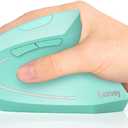 Lekvey Ergonomic Mouse, Vertical Wireless Mouse Rechargeable 2.4 GHz Optical Carpal Tunnel Mouse : 800/1200 / 1600 DPI, 6 Buttons, for Laptop, PC, Mac, Computer, Desktop, Notebook etc, Green