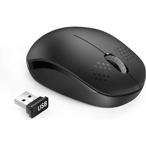 seenda Wireless Mouse for Laptop, 2.4G Noiseless Mouse with USB Receiver - Optical Tracking Portable Computer Mice for Chromebook, PC, Tablet, Windows System, 24 Months Battery Life - Black