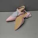 Women's Lace up Satin Heels Bow Pointed Closed Toe Bridal Dress Shoes Low Heel Wedding Elegant Pumps (7, Pink)