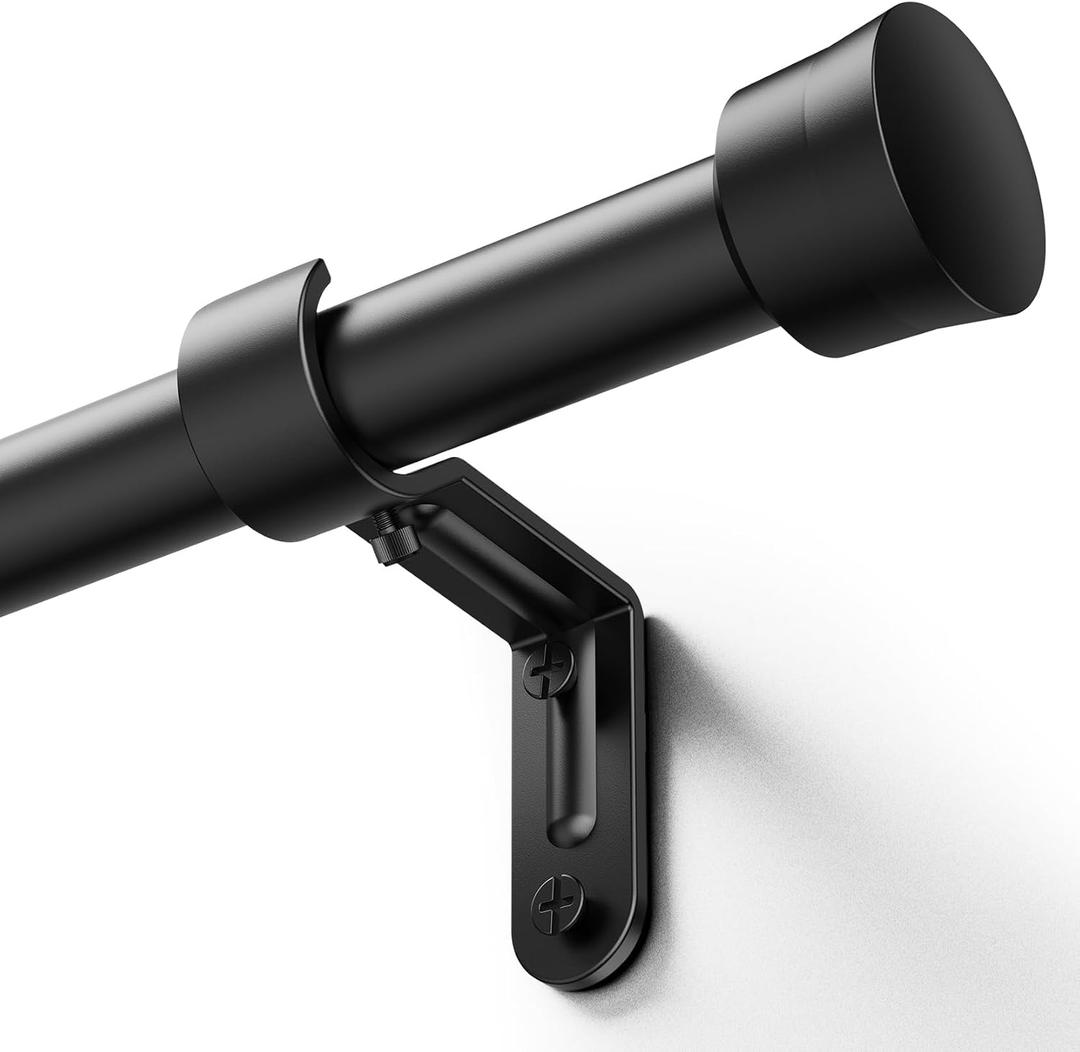 Yafex Curtain Rods 33-58 Inch, 6/8” Adjustable Black Curtain Rod for Windows, Fits 25”to 50” Window Widths, Splicing Metal Window Treatment Rods with Brackets, Easy Installation