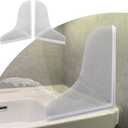 Mofason Silicone Shower Splash Guard, Clear Bathtub Corner Splash Guard, Bathroom Shower Water Guard with Adhesive for Fixing, Can Be Used in Washbasin, Tubs, Sinks Etc - 2Pack