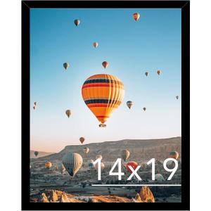 JCJMY 14x19 Picture Frame Black for Poster Photo Picture, Horizontal and Vertical Formats for Wall Hanging, 14 x 19 Wall Gallery Poster Photo Frame with Shatter Resistant Plexiglass,Black