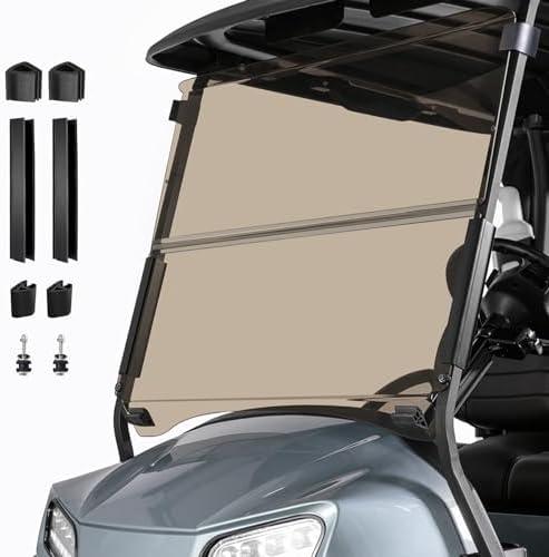 Cartalia Golf Cart Foldable Windshield 3/16" (5MM) Thicken Only Fits Club Car Precedent 2004+, Tempo 2017+, Onward 2017+, 1"×1" Struts Rail Front Folding Acrylic Windshield Replacement - Tinted