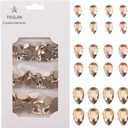 100pcs Flatback Glass 3D Champagne Nail Gem Glue Fix Pear Shape Large and Small Crystal Rhinestone Bulk Charms for Nail Art Designs Jewelry Making DIY Crafts (Golden Shadow)