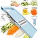 NACOLUS Handheld Mandoline Slicer for Kitchen, Vegetable Slicer Multi Blade Potato Chip, Veggie shredder, Vegetable Cutter, Julienne Shredder and peeler For Small Job In Kitchen Blue