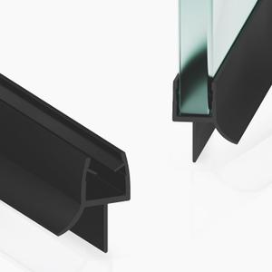 2PCS Shower Door Bottom Seal Strip, Black PVC, 39" Length, Fits 10mm Thick Glass, Prevents Leaks & Water Damage, Easy Installation, No Adhesive Required (Black, 39in for 3/8"(10mm) Door)