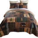 Donna Sharp King Bedding Set - 3 Piece - Brown Bear Cabin Lodge Quilt Set with King Quilt and Two King Pillow Shams - Machine Washable