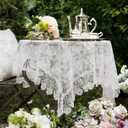 SUTAVIA Lace Tablecloth Embroidered Fabric Table Cover Classic Square Dustproof Table Protector for Kitchen Dining Room Picnic Party Wedding Banquet Home Decoration (Offwhite, 43"43")