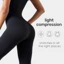 Women Rompers Jumpsuits Leotards Bodysuit One Piece Tank Top Outfit Tummy Control Workout Jumpers Body Suits (Black)