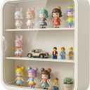 APACALI Display Case for Figures, 12x12x3 Inch Clear Display Case Desktop Organizer Shelf Milky White Wall Mounted Storage Box for Collectibles