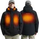 InoKraft Heated Jacket for Men with Rechargable Battery and USB-C Cable, Winter Outdoor Soft Shell Electric Heating Coat Large