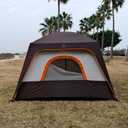 KTT Large Tent 8-10 Person, Family Cabin Tents, 2 Rooms, 2 Doors and 4 Windows with Mesh, Straight Wall, Waterproof, Double Layer, Big Tents for Outdoor, Picnic, Camping, Family Gathering(Brown)