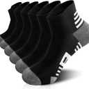 6 Pairs Mens Ankle Socks,Comfort Wicking Breathable Cushioned Running|Casual Socks For Men With Arch Support&Heel Tab | size 6-11