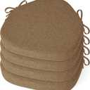 Windsor Chair Cushions for Dining Chairs 4 Pack Non Slip Kitchen Seat Cushion with Ties and Washable Covers Indoor Comfortable Seat Pad with Thick Foam 16.5" x 15.5" x 2" Brown