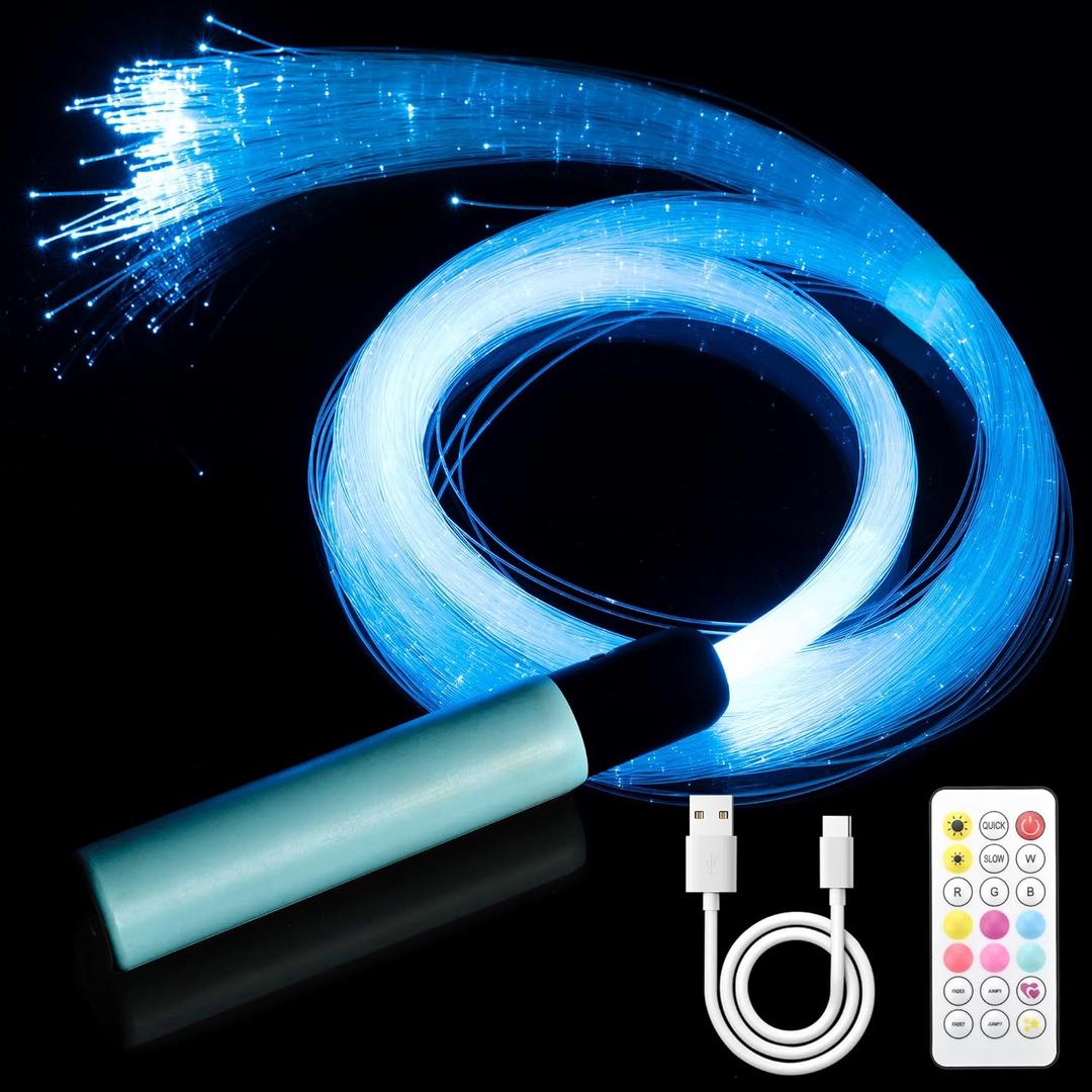OUTREE Fiber Optic Light with RGB Remote Control, USB Rechargeable, Fiber Optic Lamp with 7 Colors 23 Lighting Effects, Sensory Room Must Haves for Bedroom, Home Decor, Party & Nightlight