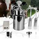 2026 Upgrade 7L Cow Milking Machine, Continuously Adjustable Suction Pulsation Vacuum Electric Milker, Portable Livstock Milking Machine with Stainless Bucket(US Plug)(Cow)