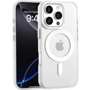 aoub for iPhone 16 Case, Compatible with MagSafe, Rugged Sturdy Shockproof Protection Bumper, Magnetic Phone Case for iPhone 16, Classic Hybrid Case, Clear