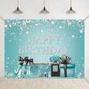 Teal Birthday Backdrop for Girls Women Turquoise and Silver Birthday Party Background Breakfast Blue Cake Smash Diamond High Heel Sweet 16 21 Photography Banner with Copper Grommets
