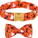 Unique style paws Halloween Dog Collar with Bow Tie Cotton Adjustable Puppy Collar for Small Medium Large Dogs-XS